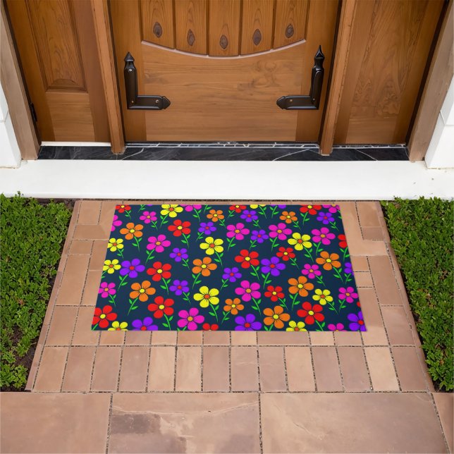 Felpudo Colorful Flowers Floral Pattern (Exterior)