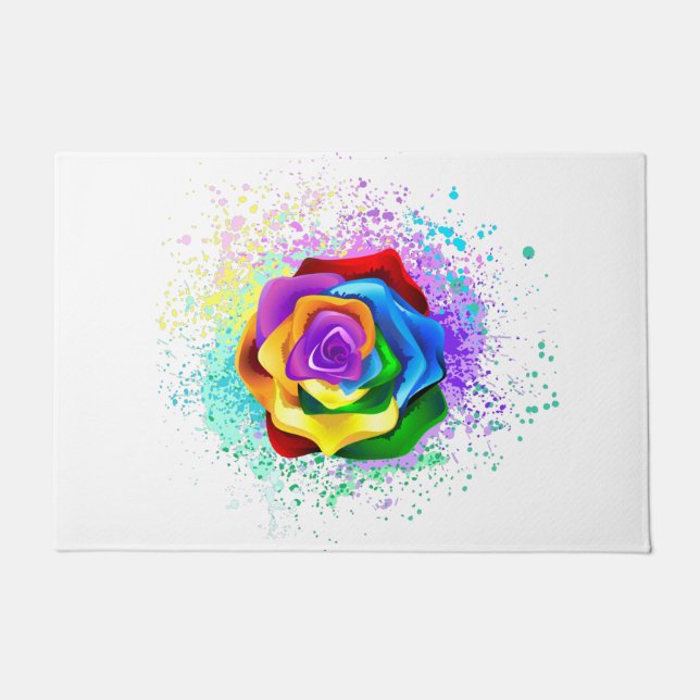 Felpudo Colorful Rainbow Rose (Anverso)