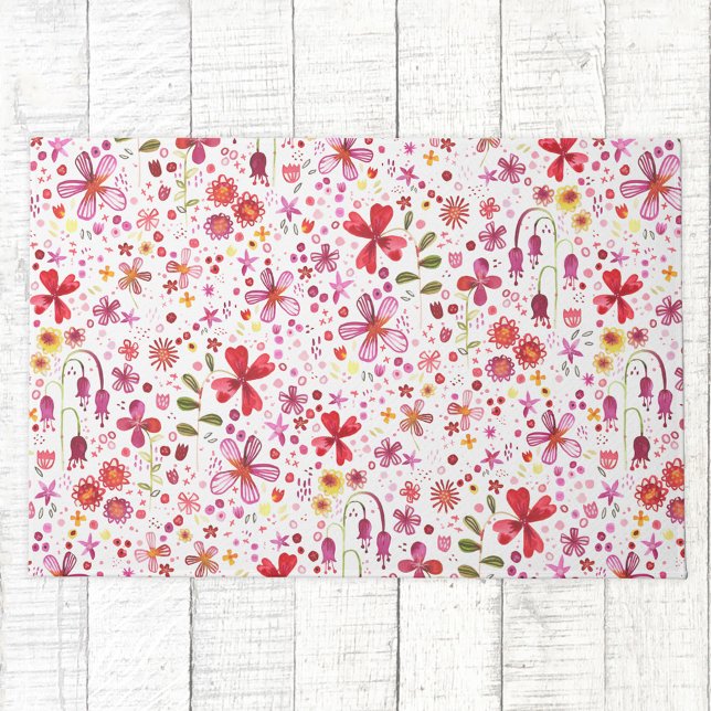 Felpudo Colorida acuarela floral Boho (Watercolor wildflower floral art doormat)