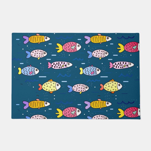 Felpudo Colorida escuela de peces (Anverso)