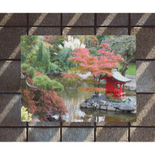 Felpudo Colorida foto de la escena del jardín japonés