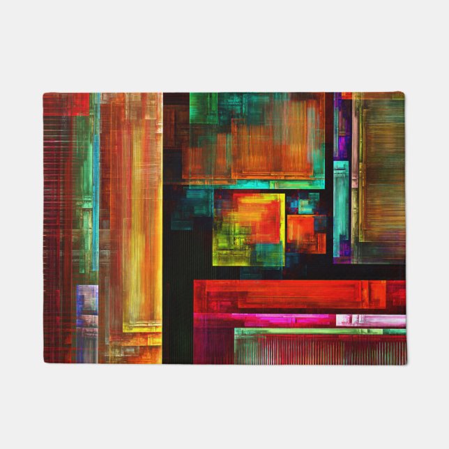 Felpudo Coloridas plazas Patrón de arte abstracto moderno  (Anverso)