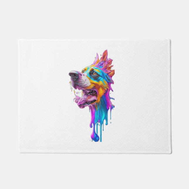 Felpudo Colorido arte gráfico de perro de salpicadura (Anverso)