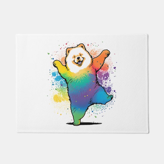 Felpudo Colorido Kawaii bailando Chow (Anverso)
