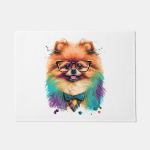 Felpudo Colorido Kawaii Pomeranian Hipster 1