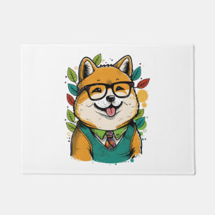 Felpudo Colorido Kawaii Shiba Inu Hipster