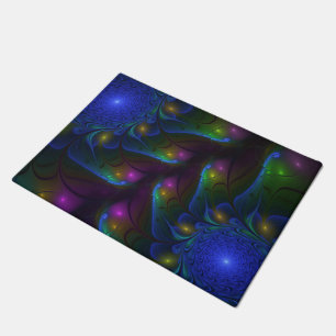 Felpudo Colorido Luminoso Abstracto Moderno Fractal Psicod