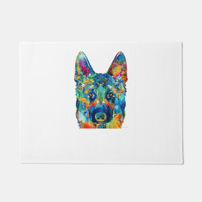 Felpudo Colorido Pastor Alemán Arte De Perro De Sharon Cum (Anverso)