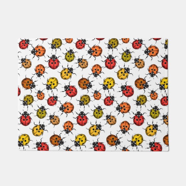 Felpudo Coloridos ladybugs sobre blanco (Anverso)