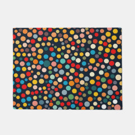 Felpudo Coloridos puntos de polka en un fondo oscuro