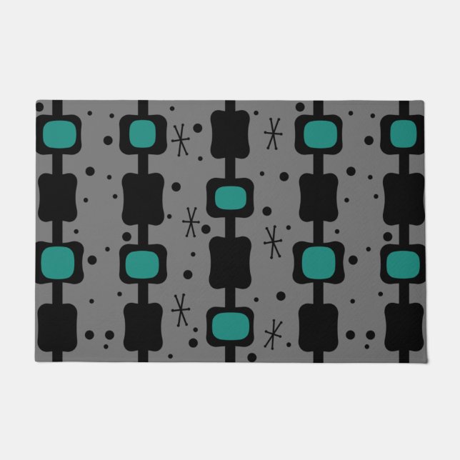 Felpudo Columnas de Mod medio retro Verde azuladas (Anverso)