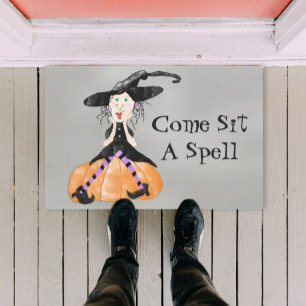 Felpudo Come Sit A Spell Witch Halloween Door Mat