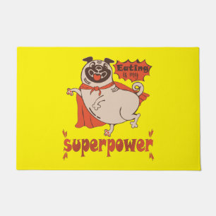 Felpudo Comer es mi sobrenombre rojo cloak pug estilo cómi