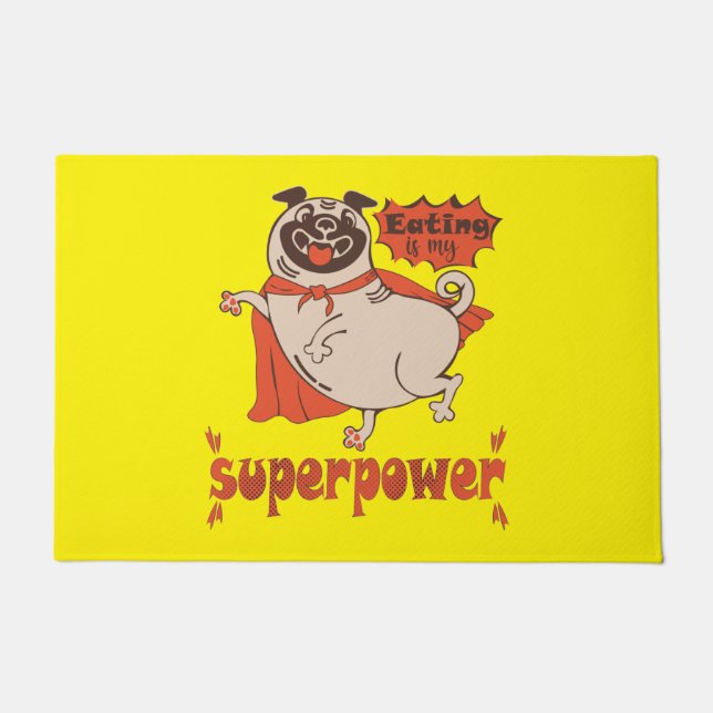 Felpudo Comer es mi sobrenombre rojo cloak pug estilo cómi (Anverso)