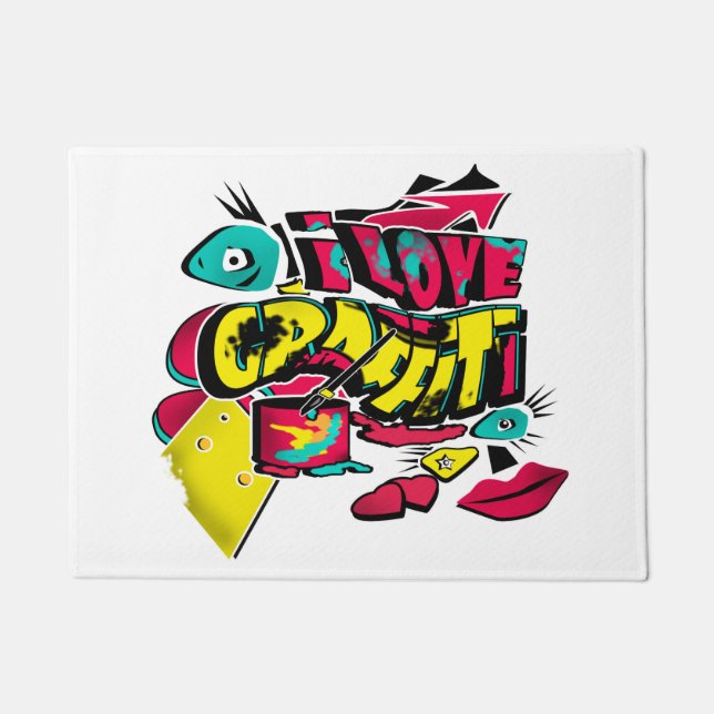 Felpudo Comics abstractos estilo graffiti texto grunge urb (Anverso)