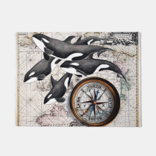 Felpudo Compás náutico de la orca
