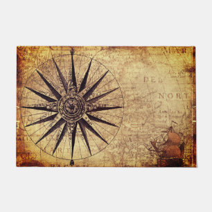 Felpudo Compass Discovery Age World Map Vintage