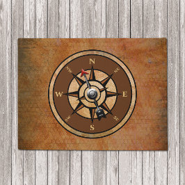 Felpudo Compass Rustic Brown Nautical Design
