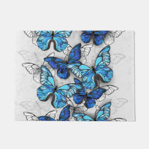 Felpudo Composición de las mariposas blancas y azules