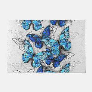 Felpudo Composición de mariposas blancas y azules