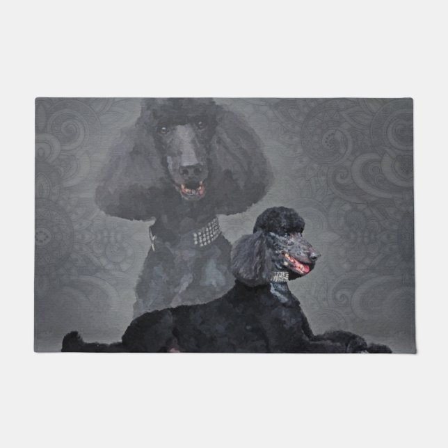 Felpudo Composición negra elegante del caniche estándar (Anverso)