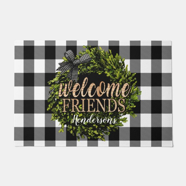 Felpudo Comprobación de búfalo Carne de madera de boxo bla (Anverso)