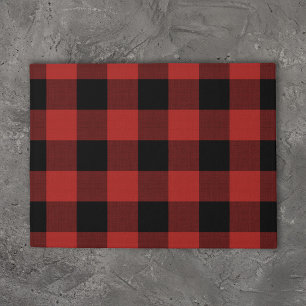 Felpudo Comprobación de búfalo rojo Decoración de vacaci