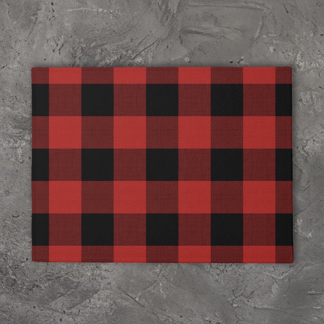 Felpudo Comprobación de búfalo rojo | Decoración de vacaci (Subido por el creador)