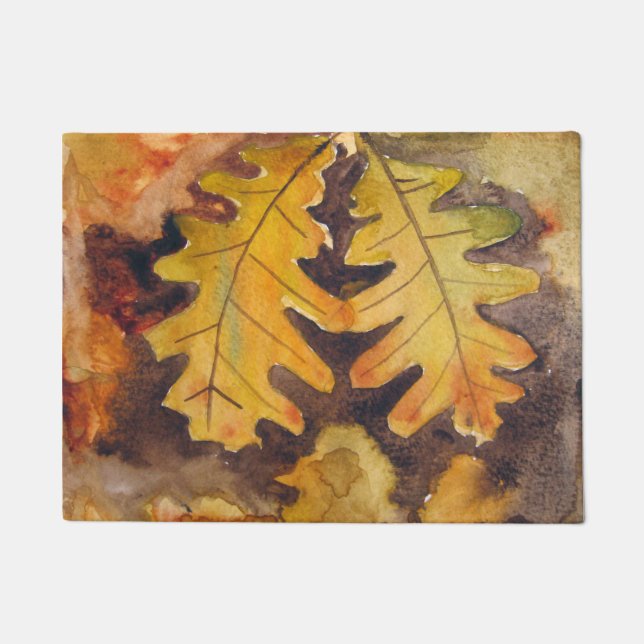 Felpudo con acuarela de hojas otoñales (Anverso)