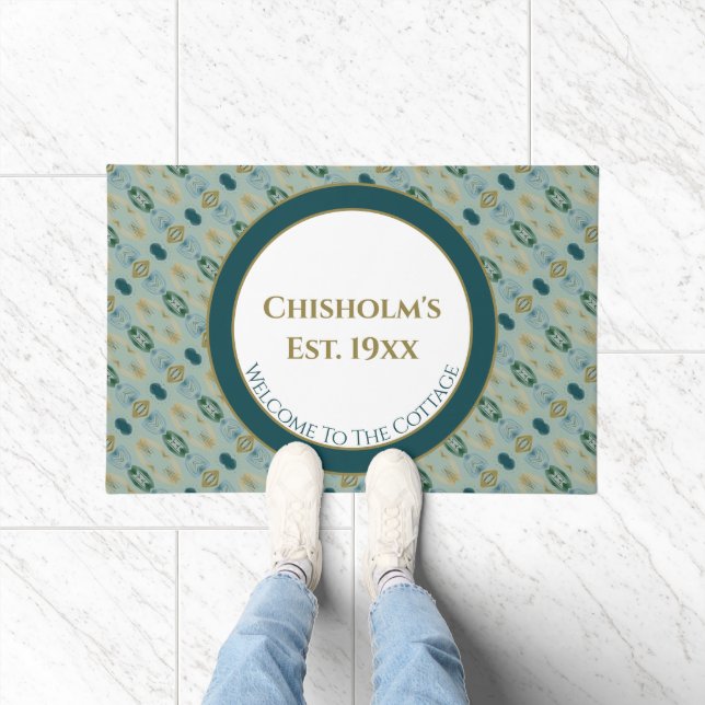 Felpudo Con Motivos Turquesa Y Verde Claro (Interior)