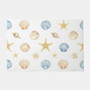 Felpudo Conchas de agua y estrellas de mar Patrón costero