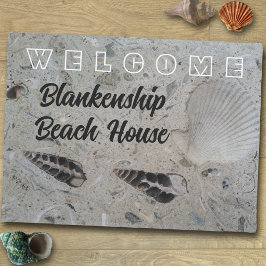 Felpudo Conchas de mar en casa de playa personalizada