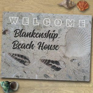 Felpudo Conchas de mar en casa de playa personalizada