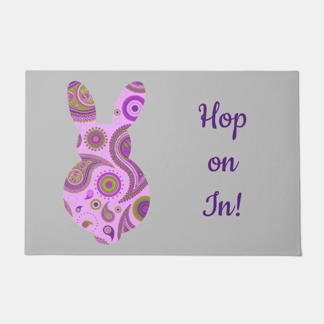 Felpudo Conejito gracioso en el Loco Paisley (Anverso)