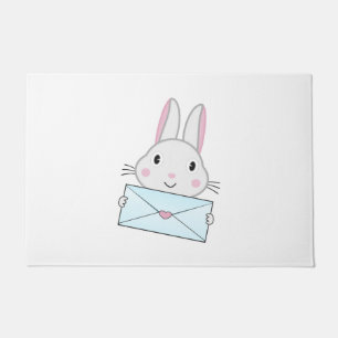 Felpudo Conejito lindo y adorable conejo de la carta de am