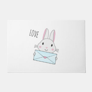 Felpudo Conejito lindo y adorable conejo de la carta de am