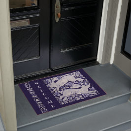 Felpudo Conejo azul Conejo Blanco Bienvenida Tile Art Gran