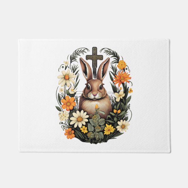 Felpudo Conejo conejo conejito de Pascua Cristiana (Anverso)