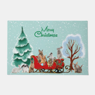 Felpudo Conejo conejo conejo Santa Sled Holiday Doormat