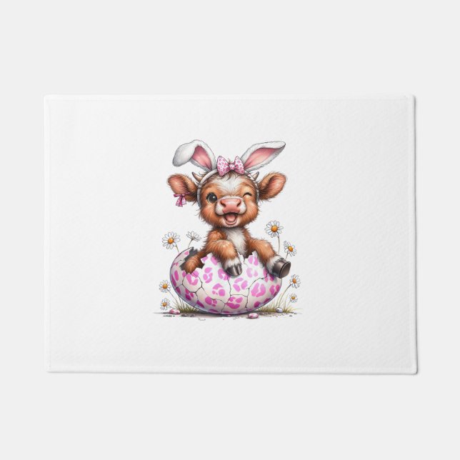 Felpudo Conejo de Pascua de vaca divertida Amante de vacas (Anverso)