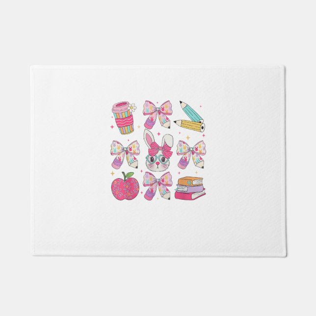 Felpudo Conejo Divertido Coqueta Lazo Conejo Maestro Pascu (Anverso)