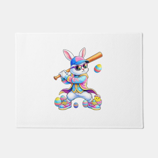 Felpudo Conejo divertido de estampado tie dye béisbol Pasc (Anverso)