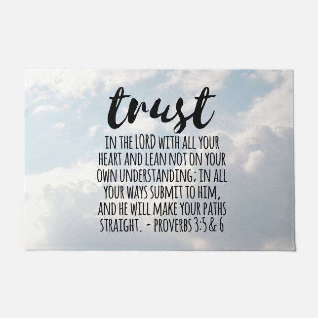 Felpudo Confianza en el Señor Proverbios 3:5-6 (Anverso)