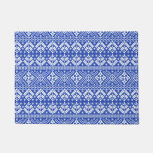 Felpudo Copo de Nieve Azul y Fair Isle Floral de Navidad