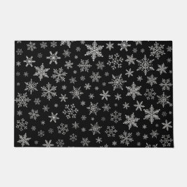Felpudo Copo de nieve moderno 2 - Negro y gris plateado-