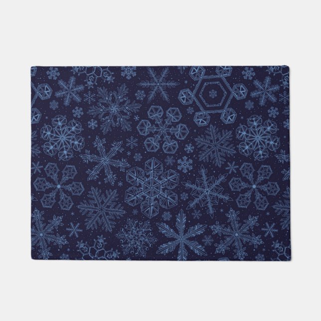 Felpudo Copos de nieve azules (Anverso)