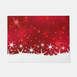 Felpudo Copos de nieve rojos del invierno del navidad