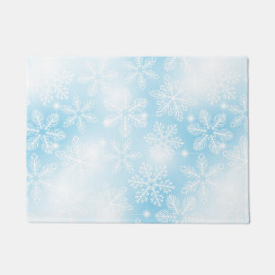 Felpudo Copos de nieve y luces azules