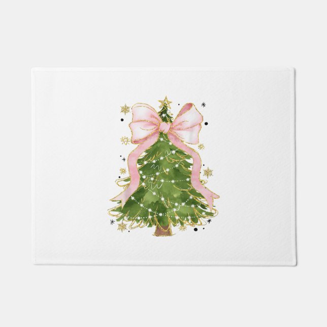 Felpudo Coquette Bow Christmas Tree Holiday Outfit W (Anverso)