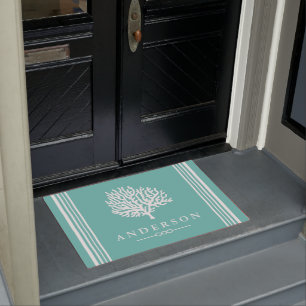 Felpudo Coral del Mar Blanco Elegante Náutico  Personaliz